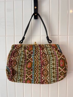 1960s Handbag Cara Needlepoint Tapestry Bag Made in USA Vintage